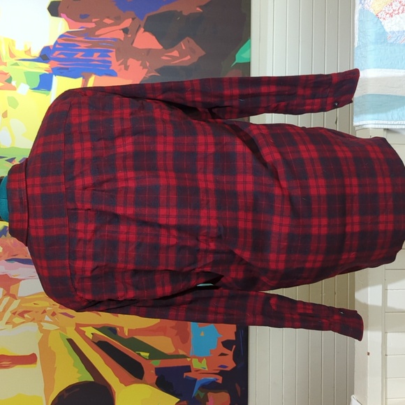 Vintage red plaid Pendleton wool button down shirt size large - Picture 4 of 9